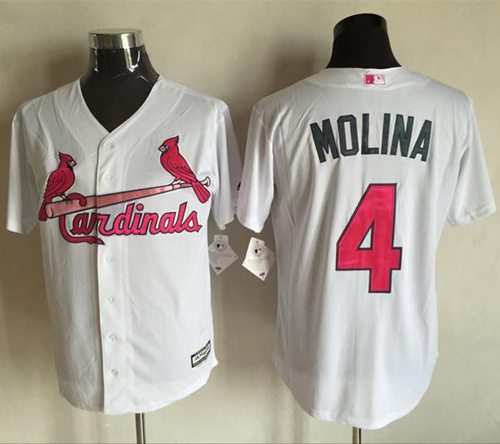Cardinals #4 Yadier Molina White New Cool Base Mother's Day Stitched MLB Jersey